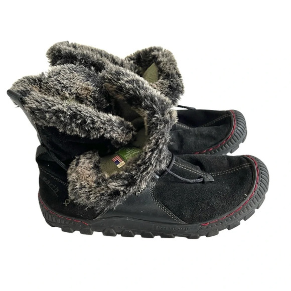 Earth Women Boots B Central Black Genuine Suede Leather Faux Fur YYF10 Sz 12 B - Picture 1 of 8